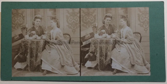 Couple Un Bisous Scène de genre 1897 Photo Stereo Vintage P29T1n